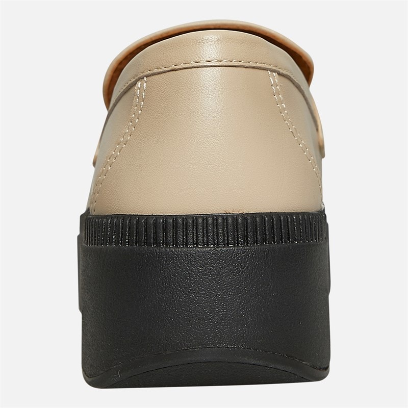 FitFlop Womens Luma Chunky Snaffle Leather Demi Wedge Loafers Stone Beige - Image 3