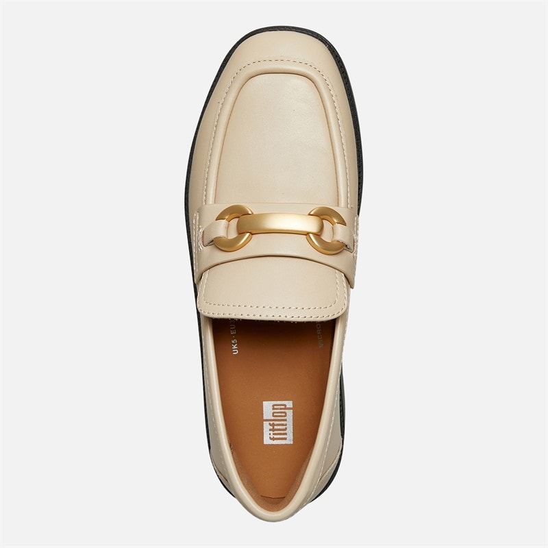 FitFlop Womens Luma Chunky Snaffle Leather Demi Wedge Loafers Stone Beige - Image 4