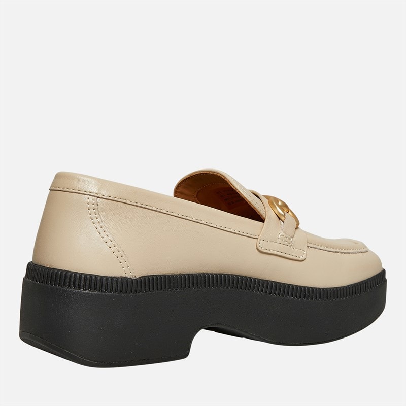 FitFlop Womens Luma Chunky Snaffle Leather Demi Wedge Loafers Stone Beige - Image 5