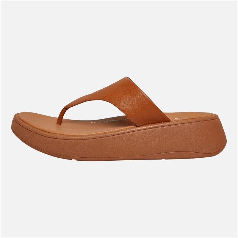 FitFlop Womens Leather Flatform Toe Post Sandals Light Tan - Image 1