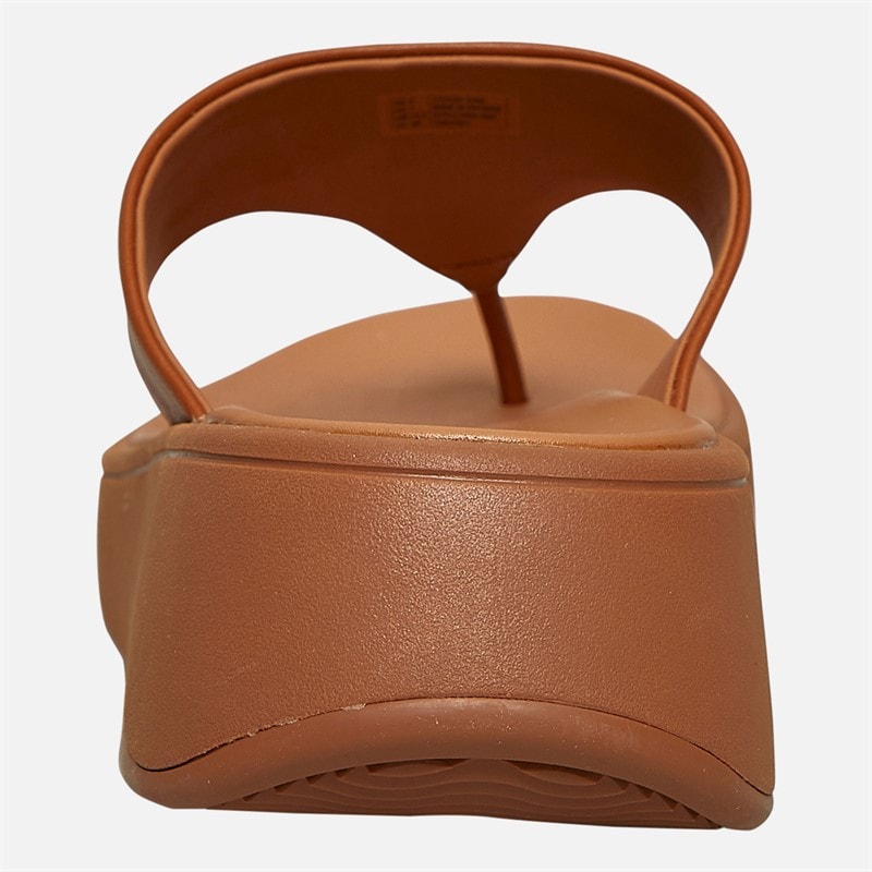 FitFlop Womens Leather Flatform Toe Post Sandals Light Tan - Image 3
