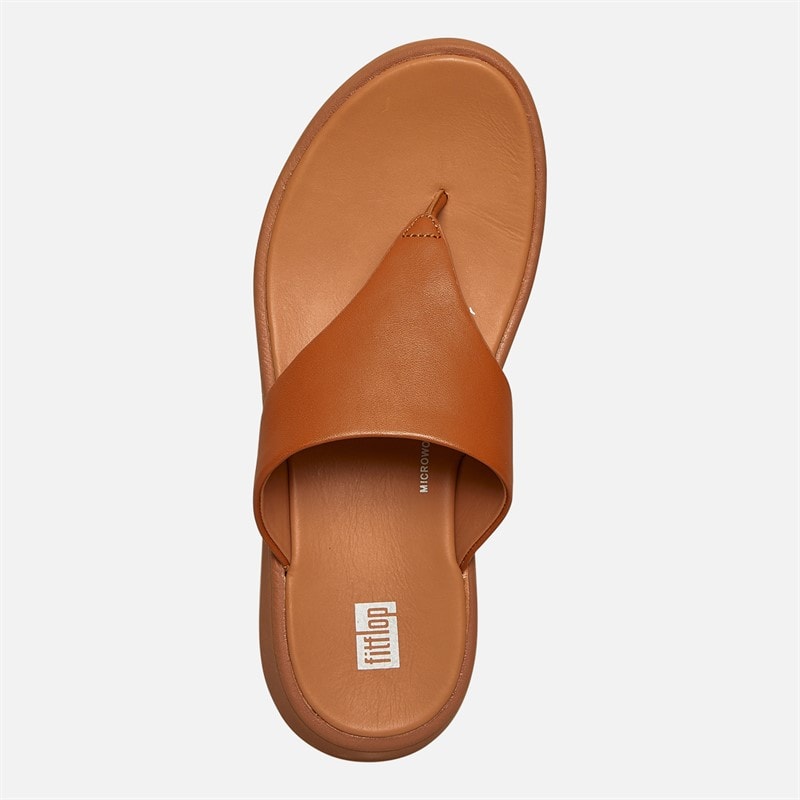 FitFlop Womens Leather Flatform Toe Post Sandals Light Tan - Image 4