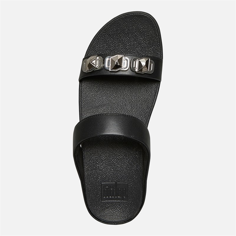 FitFlop Womens Fino Crystal Sliders All Black - Image 4