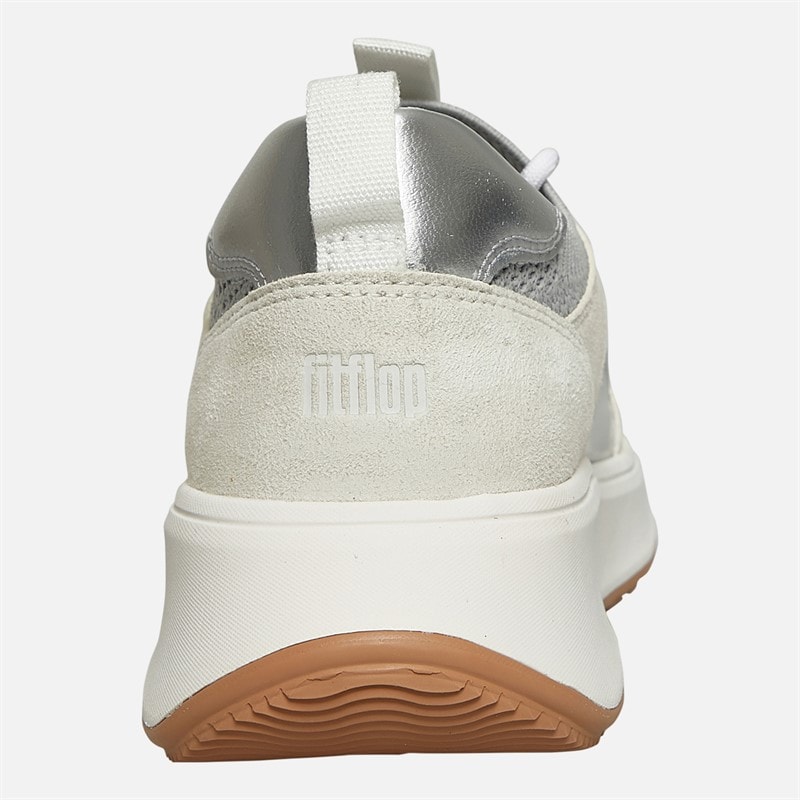 FitFlop Womens F-mode Suede/Knit Flatform Slip On Laced Trainers Urban White/French Grey - Image 3