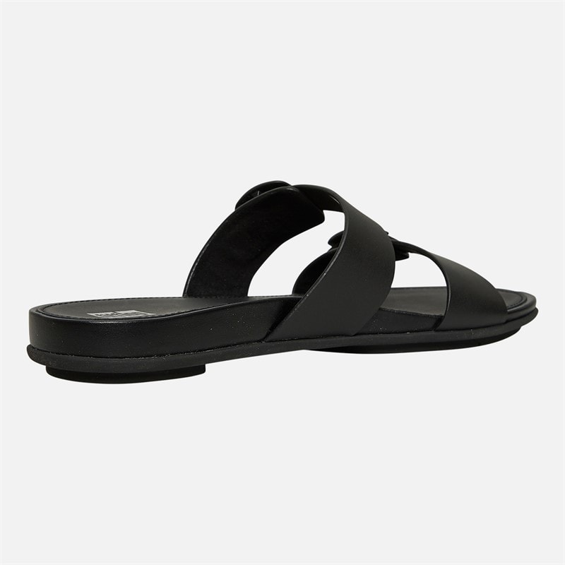 FitFlop Womens Gracie Rubber Buckle Two Bar Leather Sliders All Black - Image 5