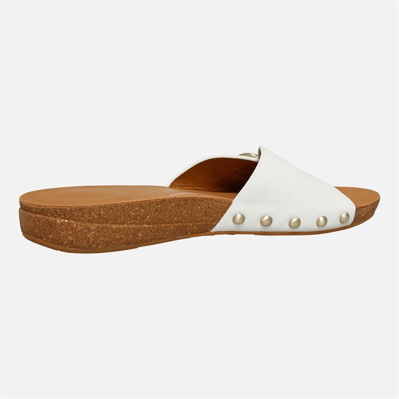FitFlop Womens Iqushion Adjustable Buckle Leather/Cork Sliders Urban White - Image 5