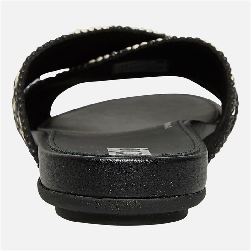FitFlop Womens Gracie Woven Cross Sliders Black/Ivory Mix - Image 3