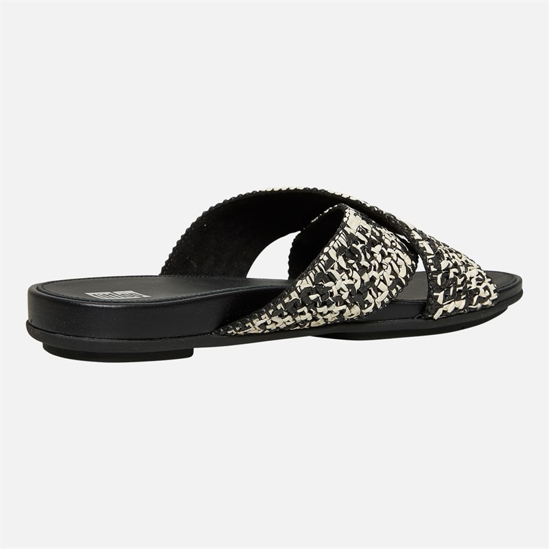 FitFlop Womens Gracie Woven Cross Sliders Black/Ivory Mix - Image 5