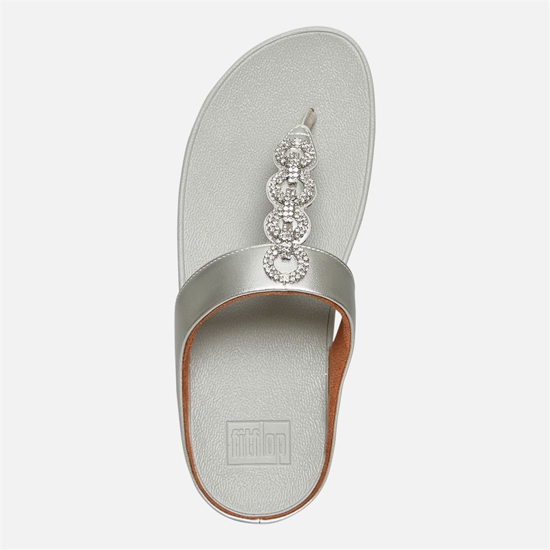 FitFlop Womens Fino Sparkle Toe Post Sandals Silver - Image 4