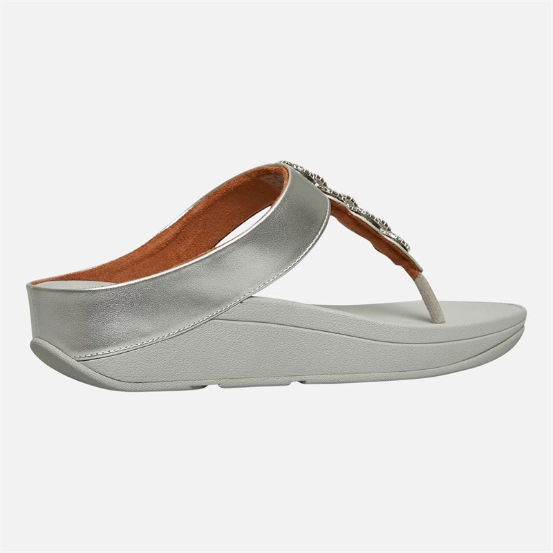 FitFlop Womens Fino Sparkle Toe Post Sandals Silver - Image 5