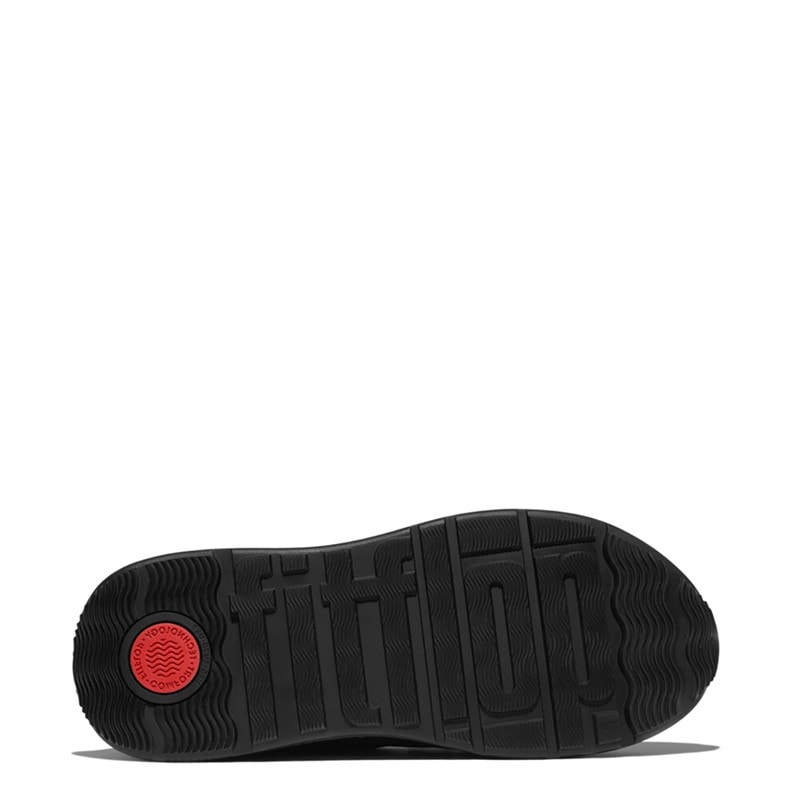 FitFlop Womens F-Mode Suede/Knit Flatform Slip On Laced Trainers All Black - Image 2