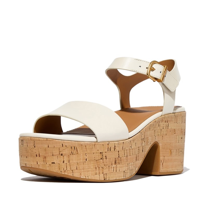 FitFlop Womens Platform Heeled Ankle Strap Sandals Paris Beige - Image 5