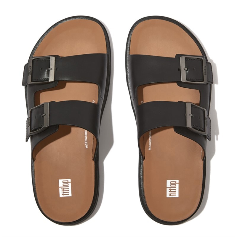 FitFlop Mens Gen FF Buckle Two Bar Sliders Black - Image 4