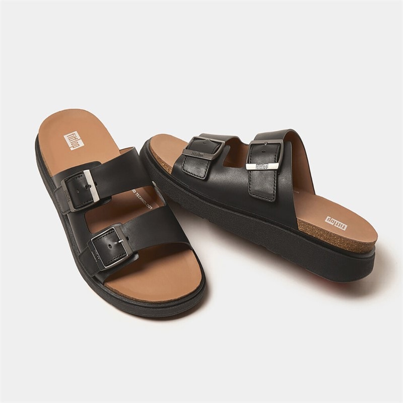 FitFlop Mens Gen FF Buckle Two Bar Sliders Black - Image 5