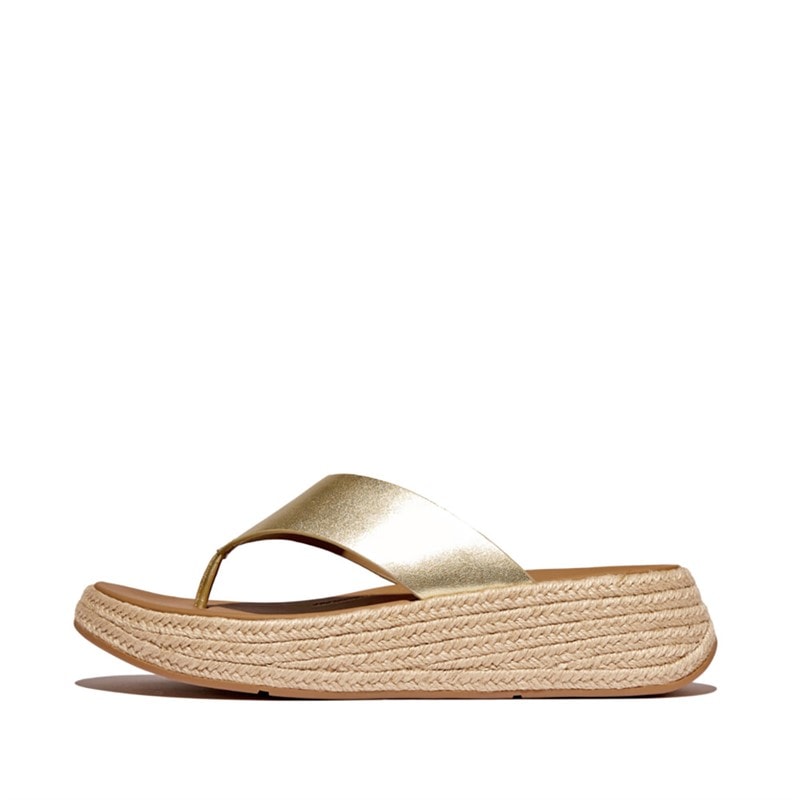 FitFlop Womens F-Mode Flatform Toe Post Sandals Platino - Image 1