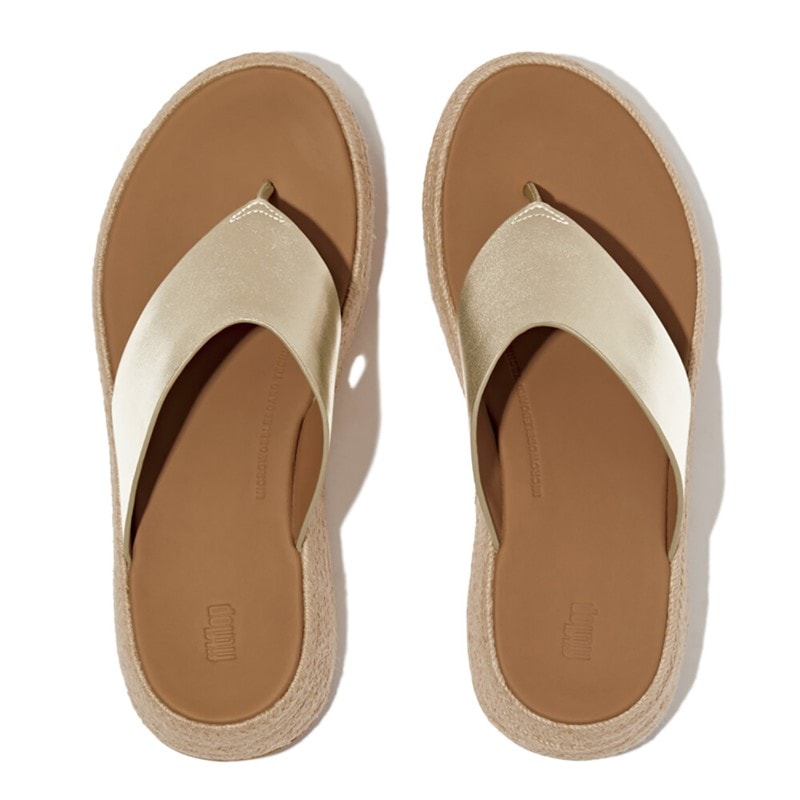 FitFlop Womens F-Mode Flatform Toe Post Sandals Platino - Image 4