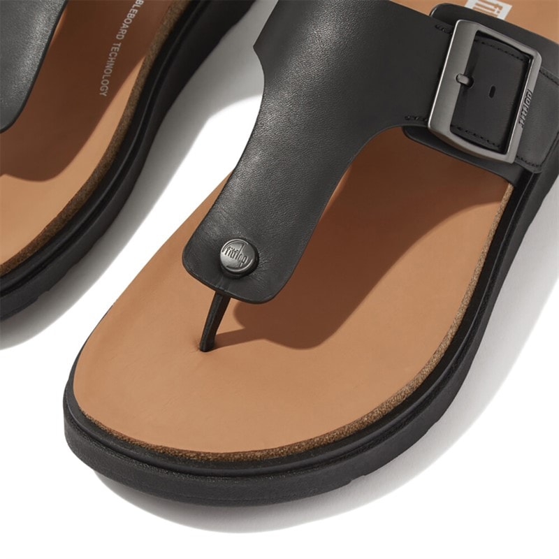 FitFlop Mens Gen FF Buckle Toe Post Sandals Black - Image 3