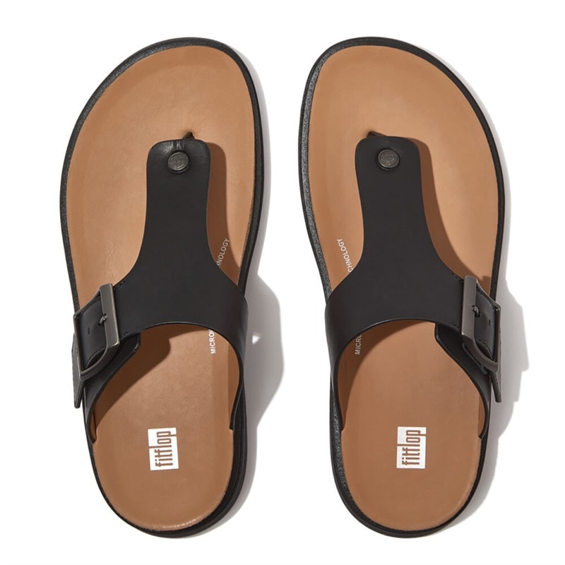 FitFlop Mens Gen FF Buckle Toe Post Sandals Black - Image 4