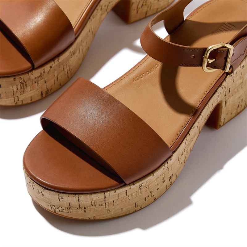 FitFlop Womens Platform Heeled Ankle Strap Sandals Deep Tan - Image 3