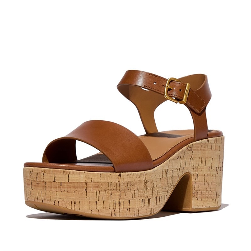 FitFlop Womens Platform Heeled Ankle Strap Sandals Deep Tan - Image 5