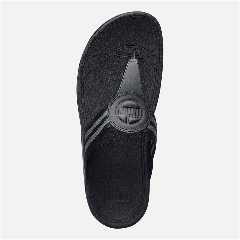 FitFlop Womens Walkstar Wide Fit Webbing Flip Flops All Black - Image 4