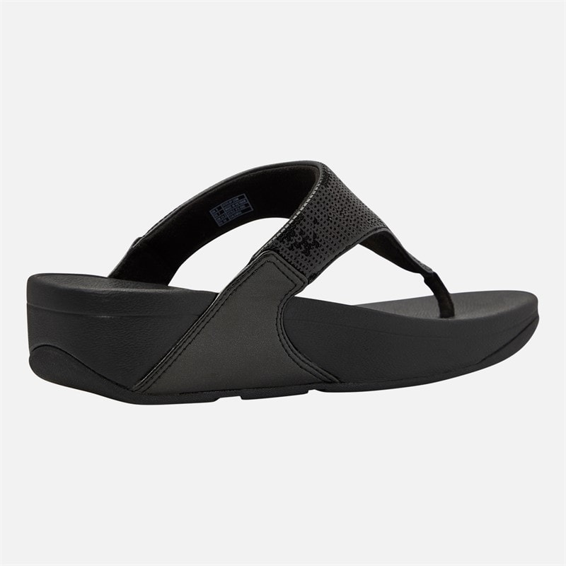 FitFlop Womens Lulu Sequin Toe Post Sandals All Black - Image 5