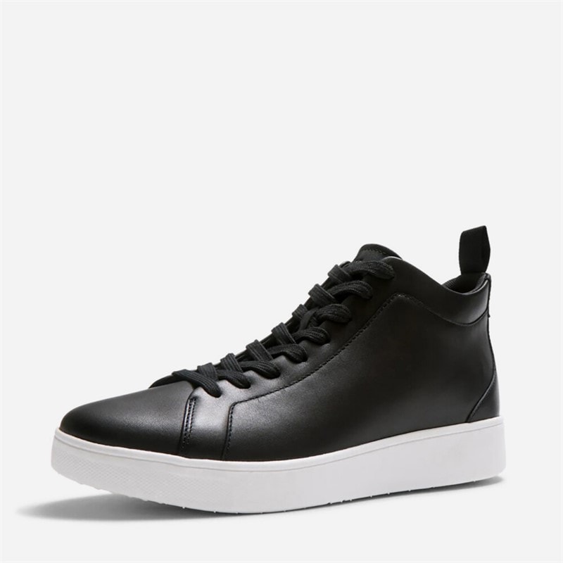 FitFlop Womens Rally Leather High Top Trainers Black - Image 2