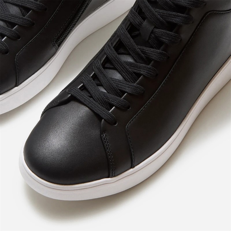 FitFlop Womens Rally Leather High Top Trainers Black - Image 3