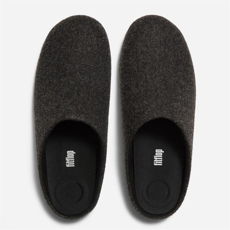 FitFlop Womens Flowease Felt Slippers All Black - Image 3