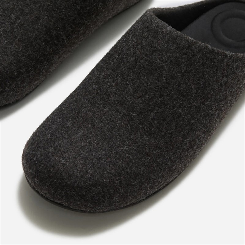 FitFlop Womens Flowease Felt Slippers All Black - Image 4