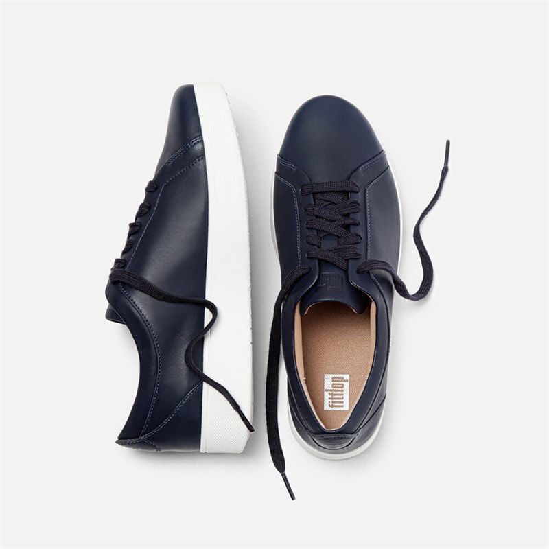 FitFlop Womens Rally Leather Trainers Midnight Navy - Image 2