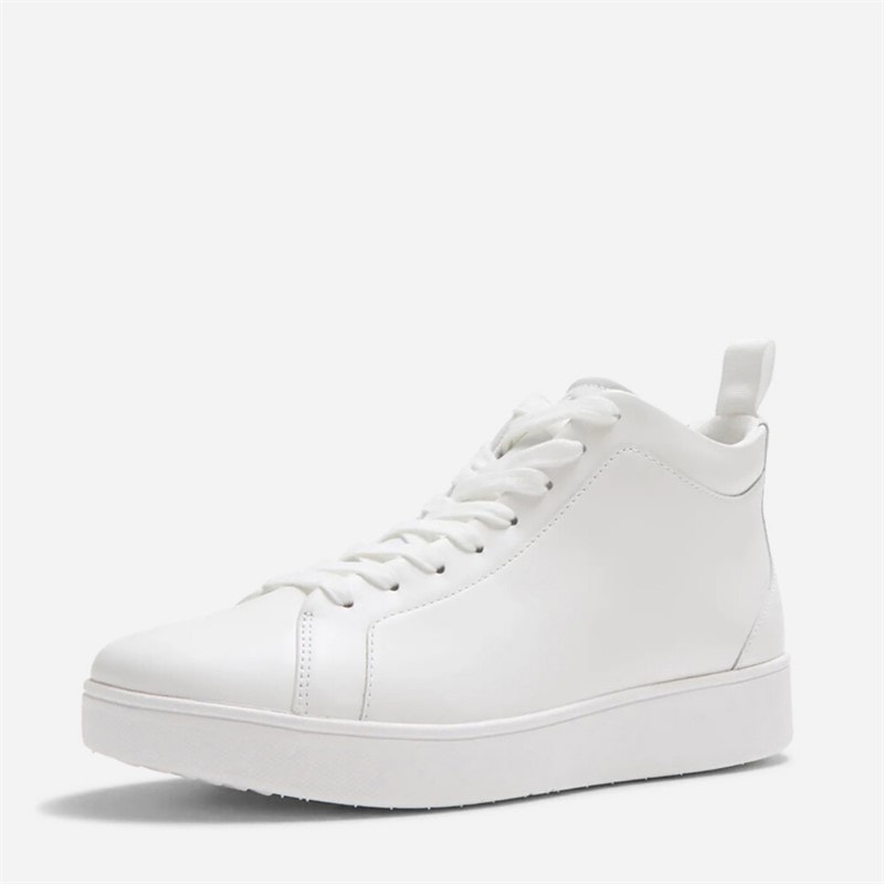 FitFlop Womens Rally Leather High Top Trainers Urban White - Image 2