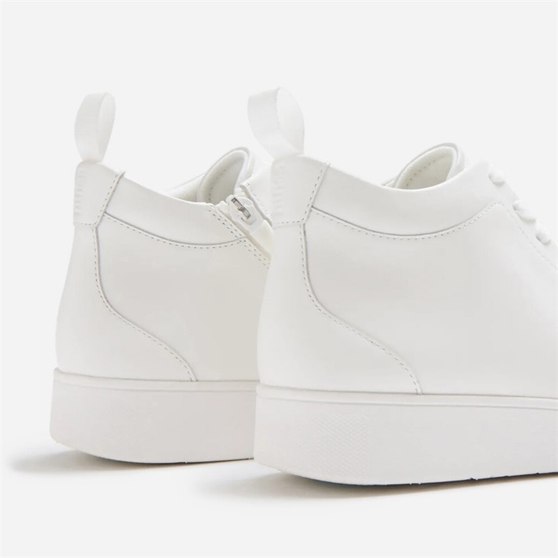 FitFlop Womens Rally Leather High Top Trainers Urban White - Image 4