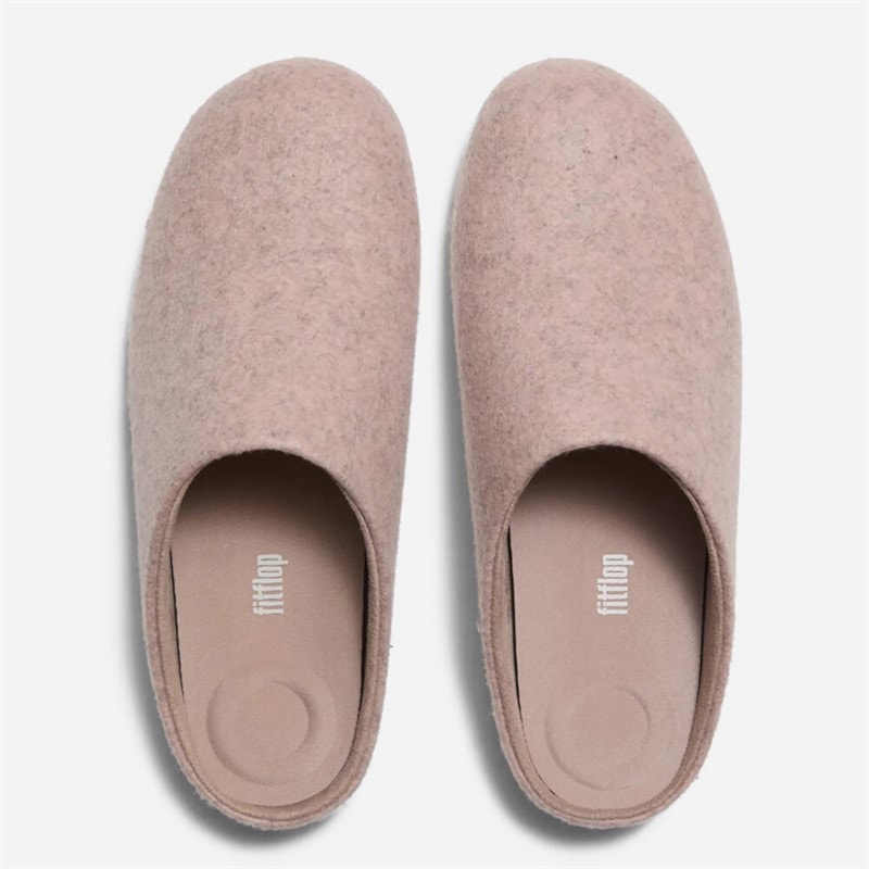 FitFlop Womens Flowease Felt Slippers Mahogany Rose - Image 3