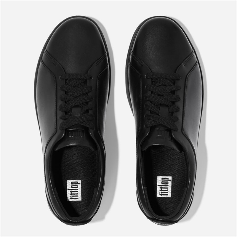 FitFlop Womens Rally Leather Trainers All Black - Image 3