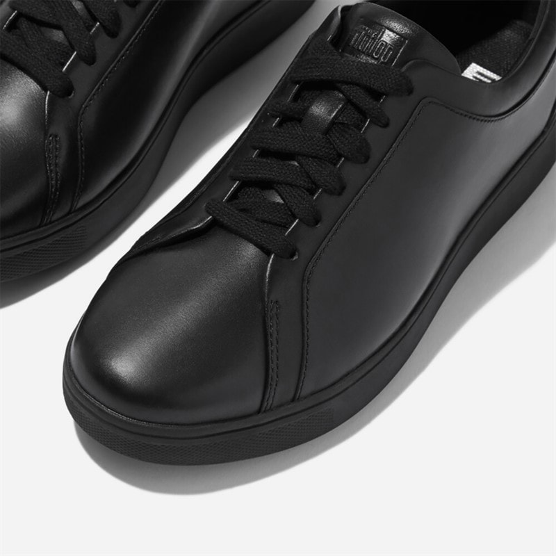 FitFlop Womens Rally Leather Trainers All Black - Image 4