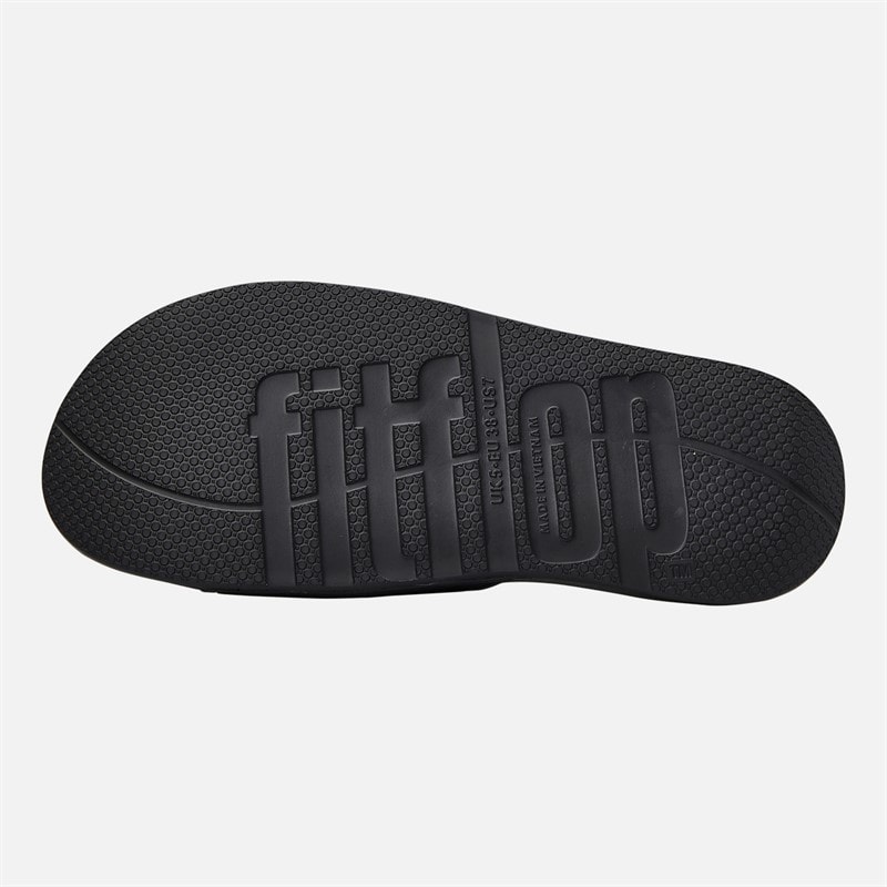 FitFlop Womens Iqushion Twin Bar Buckled Sliders All Black - Image 2