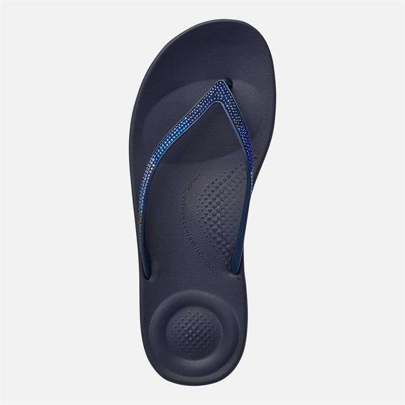 FitFlop Womens Iqushion Ombre Sparkle Flip Flops Midnight Navy - Image 4