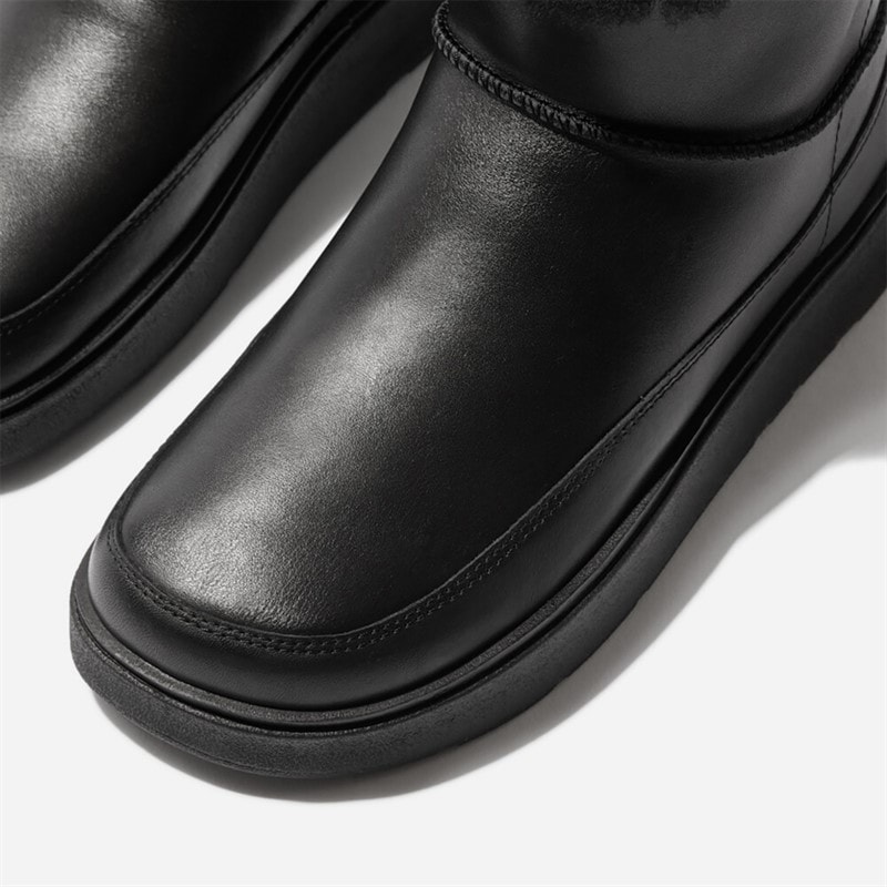 FitFlop Womens Gen-FF Ultra-Mini Shearling Lined Leather Boots All Black - Image 4