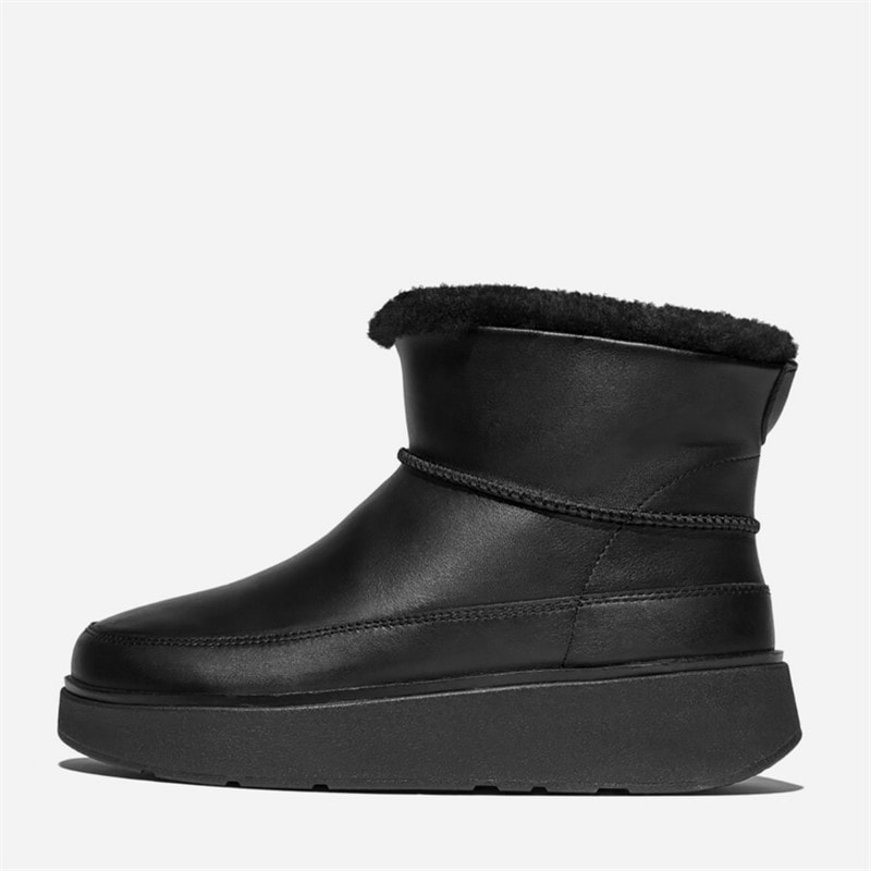 FitFlop Womens Gen-FF Ultra-Mini Shearling Lined Leather Boots All Black - Image 5