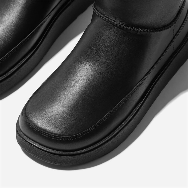 FitFlop Womens Gen-FF Mini Shearling Lined Leather Boots All Black - Image 4