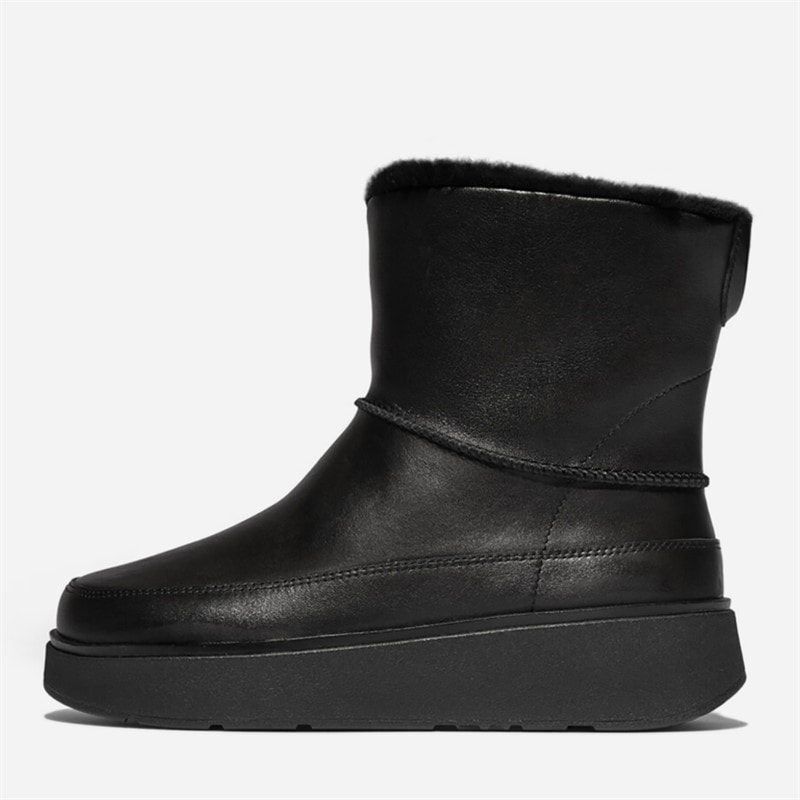 FitFlop Womens Gen-FF Mini Shearling Lined Leather Boots All Black - Image 5
