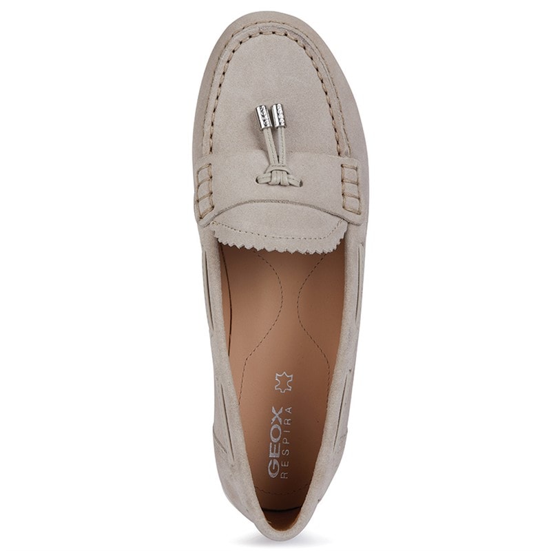 GEOX Womens Vega Moc Tassle Loafers Light Taupe - Image 4