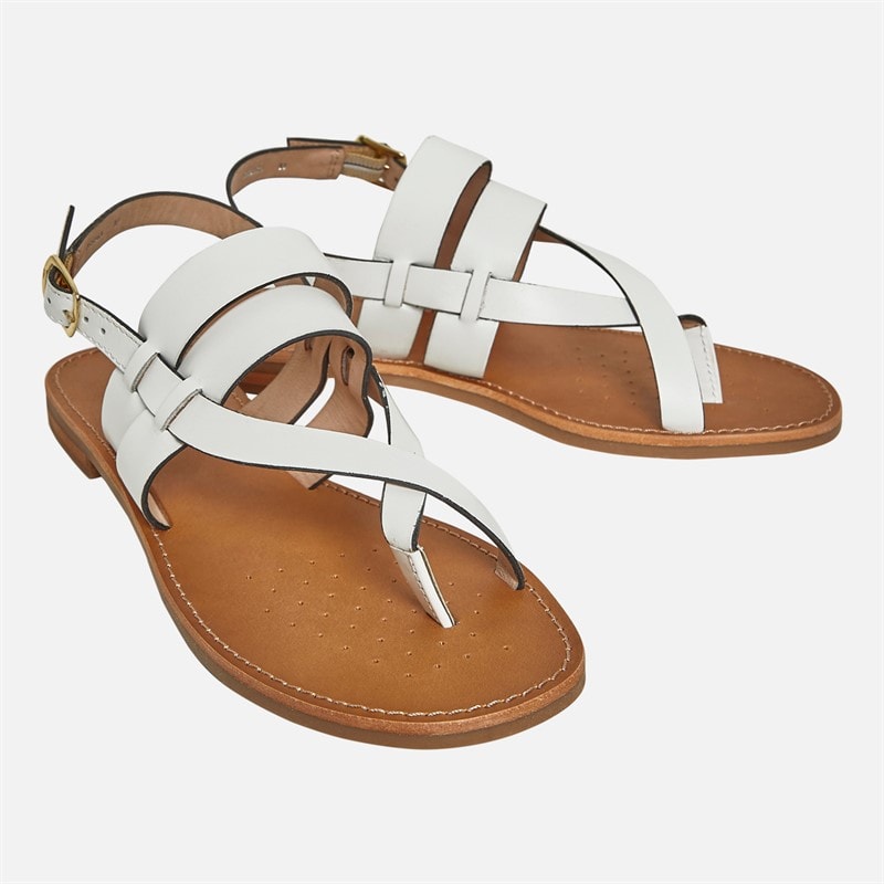 GEOX Womens Maddalusia Flat Sandals White - Image 1