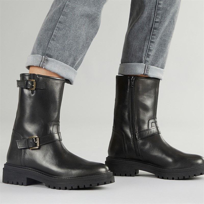 GEOX Womens Iridea Buckle Boots Black - Image 1
