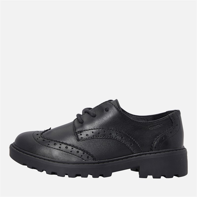 GEOX Junior Girls Casey Chunky Brogue Shoes Black