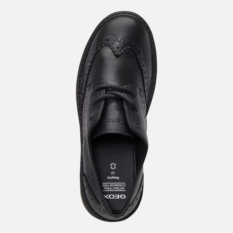 GEOX Junior Girls Casey Chunky Brogue Shoes Black - Image 4