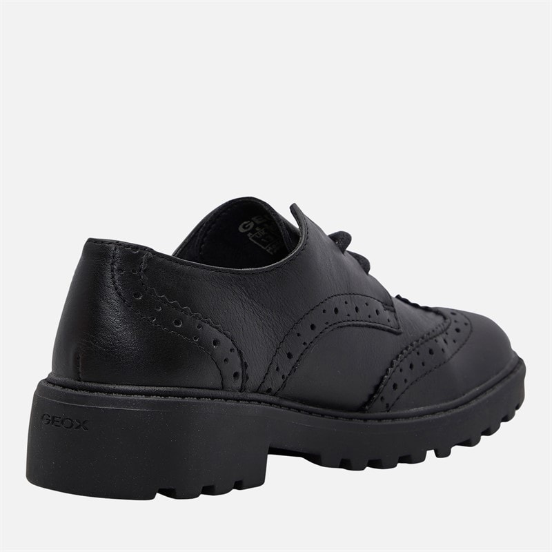 GEOX Junior Girls Casey Chunky Brogue Shoes Black - Image 5