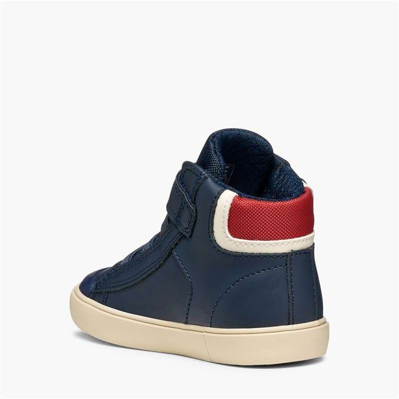 GEOX Infant Boys Gisli High Top Velcro Trainers Navy/Red - Image 3