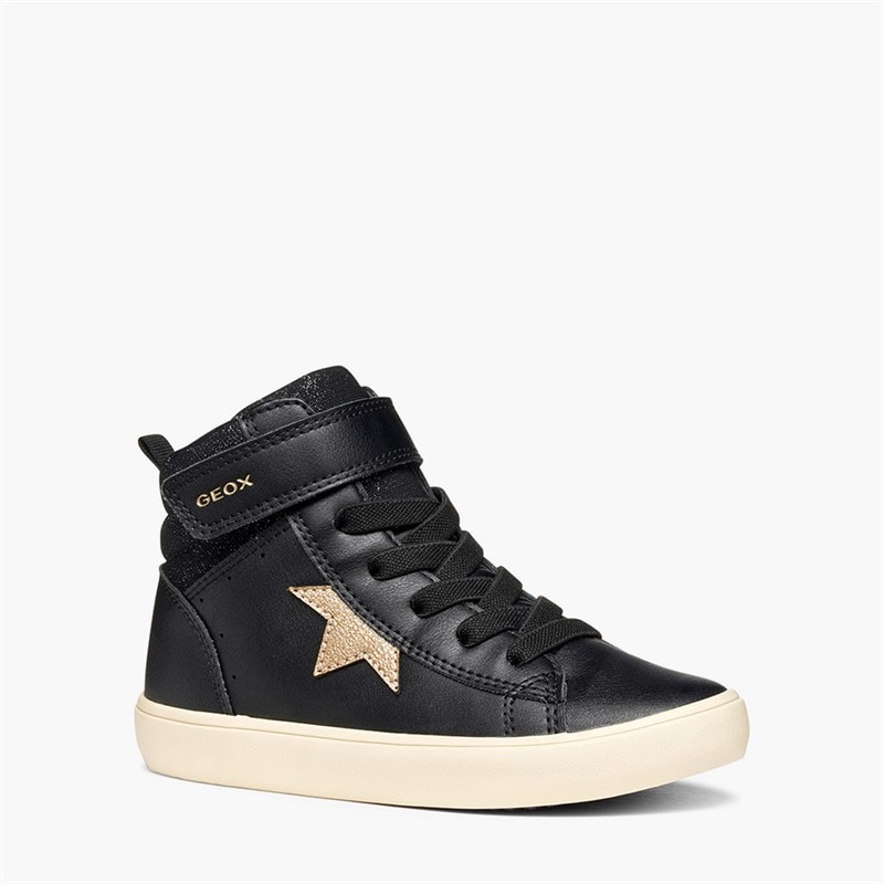 GEOX Infant Girls Gisli High Top Trainers Black/Champagne - Image 5